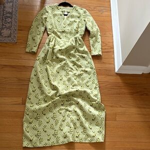 vintage handmade prairie dress floral green